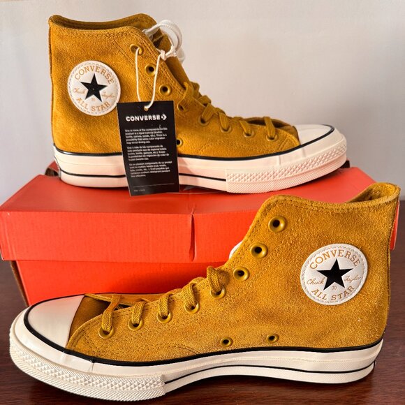 Converse Other - Converse Mustard Suede High Tops Size 9 New In Box